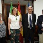 La presidenta de la Asamblea de Extremadura Blanca Martín, junto a los presidentes Satur Álvarez, Petri García y Juan Sánchez. Fotografía cedida por la Asamblea de Extremadura.