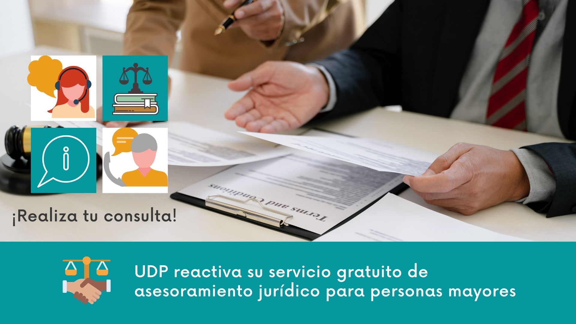UDP reactiva su servicio gratuito de asesoramiento jurídico para personas mayores