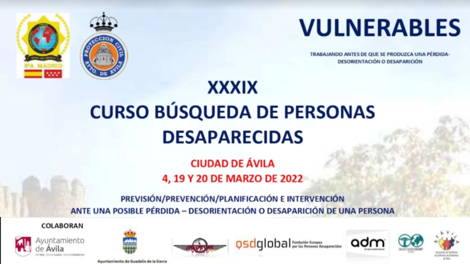 XXXIX Curso de Búsqueda de Personas Desaparecidas