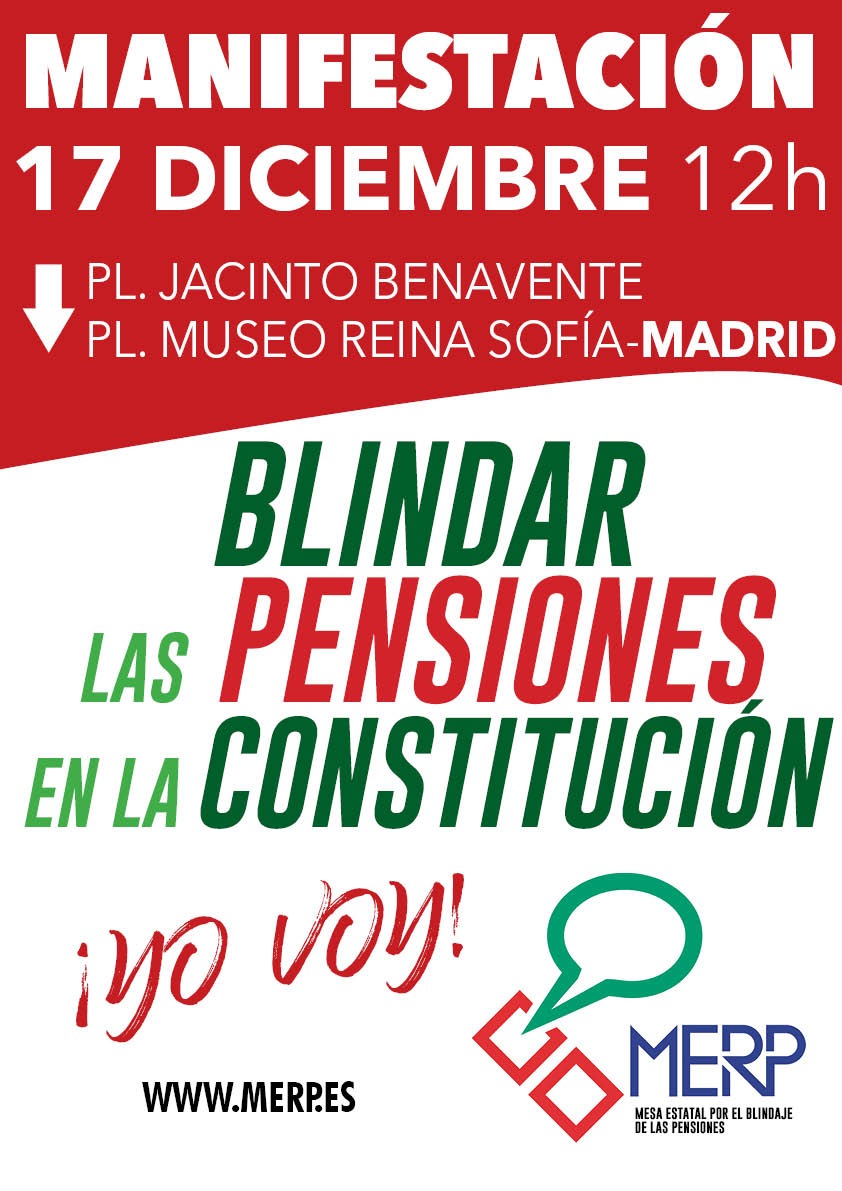 17 de diciembre manifestación blindaje de las pensiones