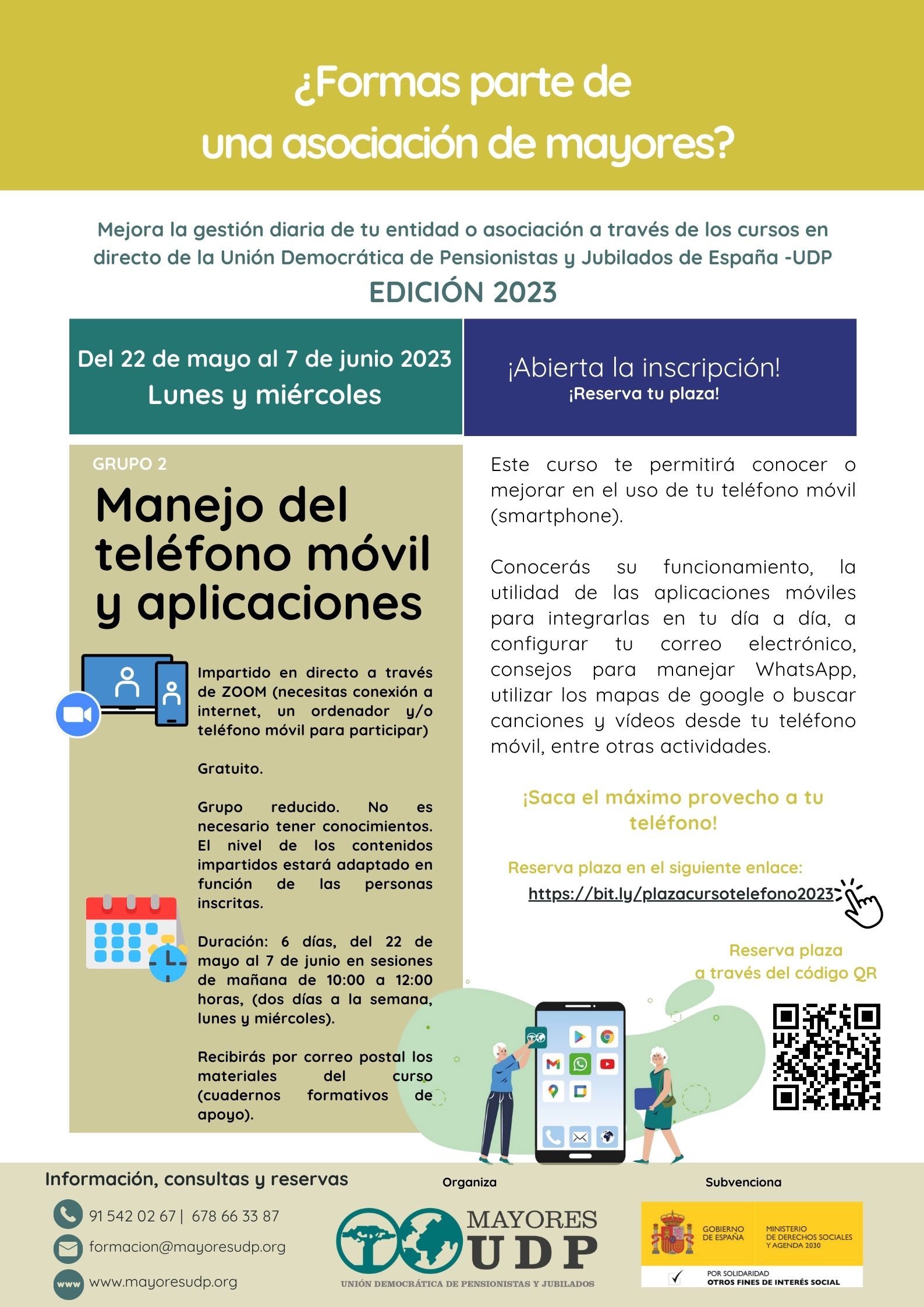 Curso en directo Manejo del teléfono móvil y aplicaciones Mayo 2023