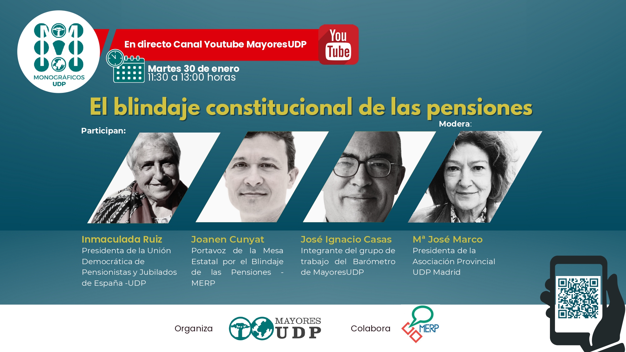 Información participantes monográfico UDP sobre el blindaje de las pensiones martes 30 de enero 2024
