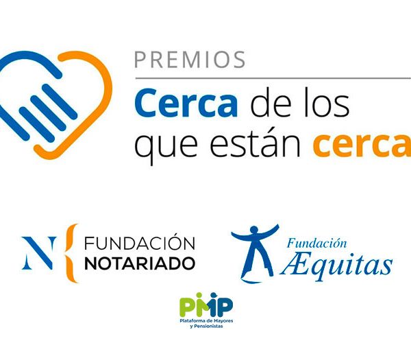Logo de los Premios Cerca de los que están cerca, convocados por Fundación Notariado, Fundación Æquitas y la Plataforma de Mayores y Pensionistas.